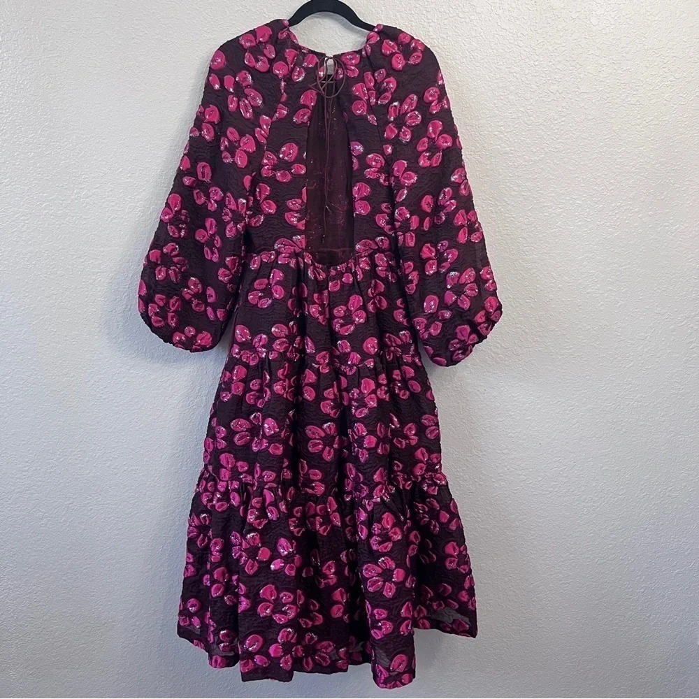 ULLA JOHNSON dress in maroon red jacquard floral size 4 - Picture 9 of 15